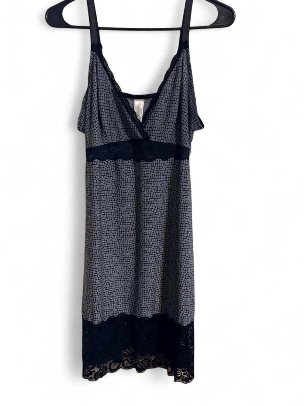 Delta Burke Black Lace-Trim Chemise Slip
